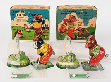 TPS WINDUP MONKEY & BEAR GOLFERS w/ BOX