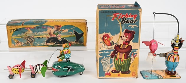 TPS FISHING BEAR & FISHING MONKEY ON WHALE w/ BOX