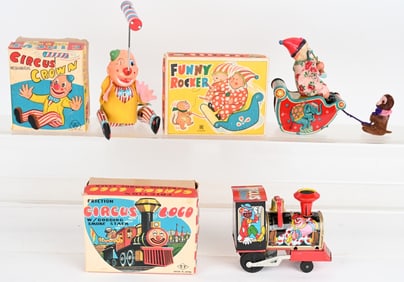 3- JAPAN CIRCUS CLOWN TOYS w/ BOX