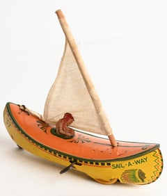 STRAUSS TIN WINDUP SIAL A WAY SAILBOAT