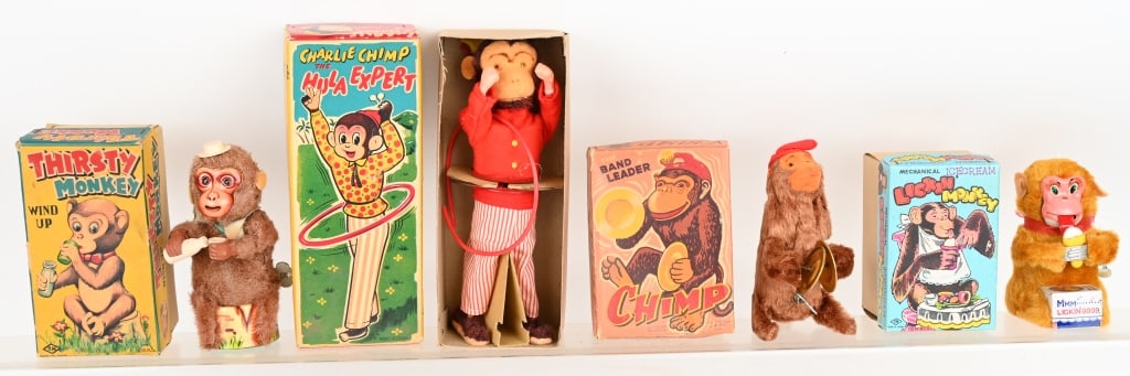 4- JAPAN WINDUP MONKEY TOYS w/ BOXES (1 of 4)