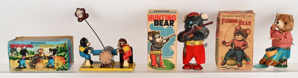 3- JAPAN WINDUP BEAR TOYS w/ BOXES (1 of 5)