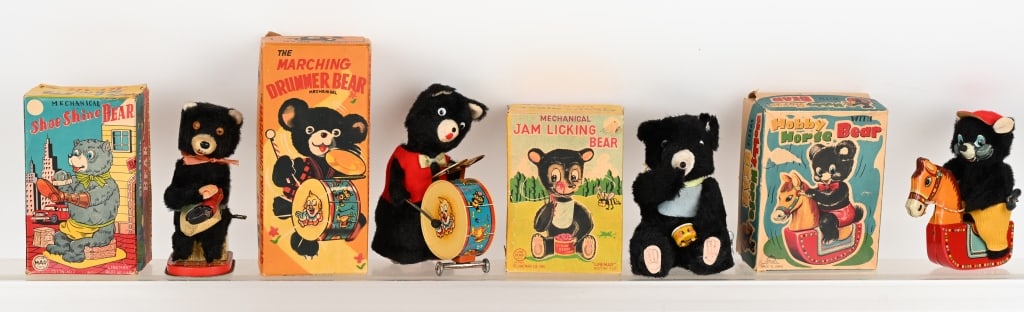 4- JAPAN WINDUP BEAR TOYS w/ BOXES (1 of 5)