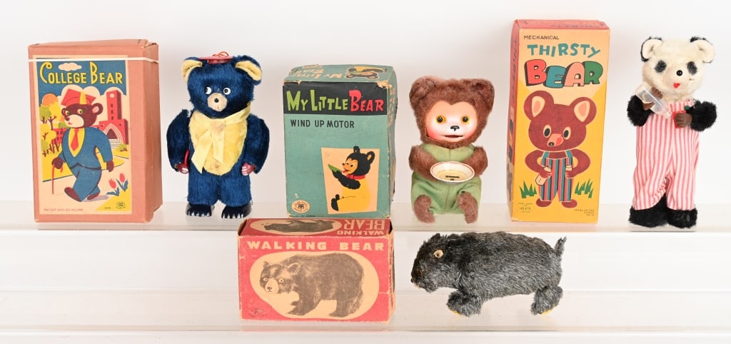 4- JAPAN WINDUP BEAR TOYS w/ BOXES (1 of 4)