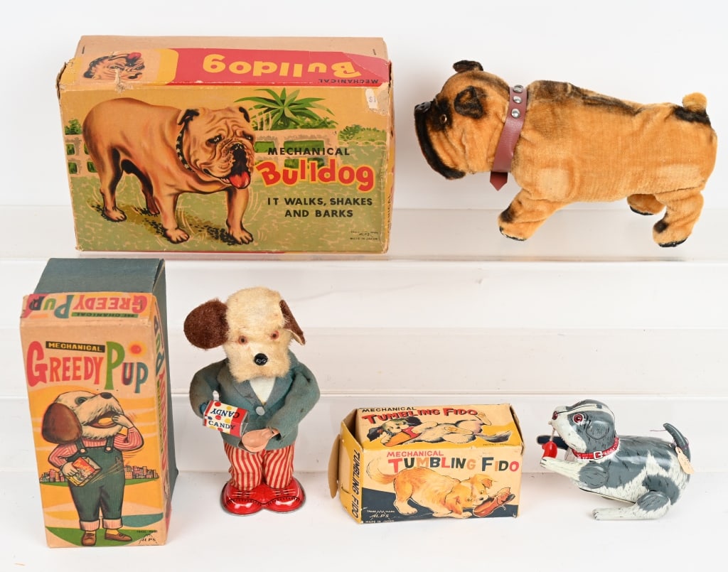 3- JAPAN WINDUP DOG TOYS w/ BOXES (1 of 4)