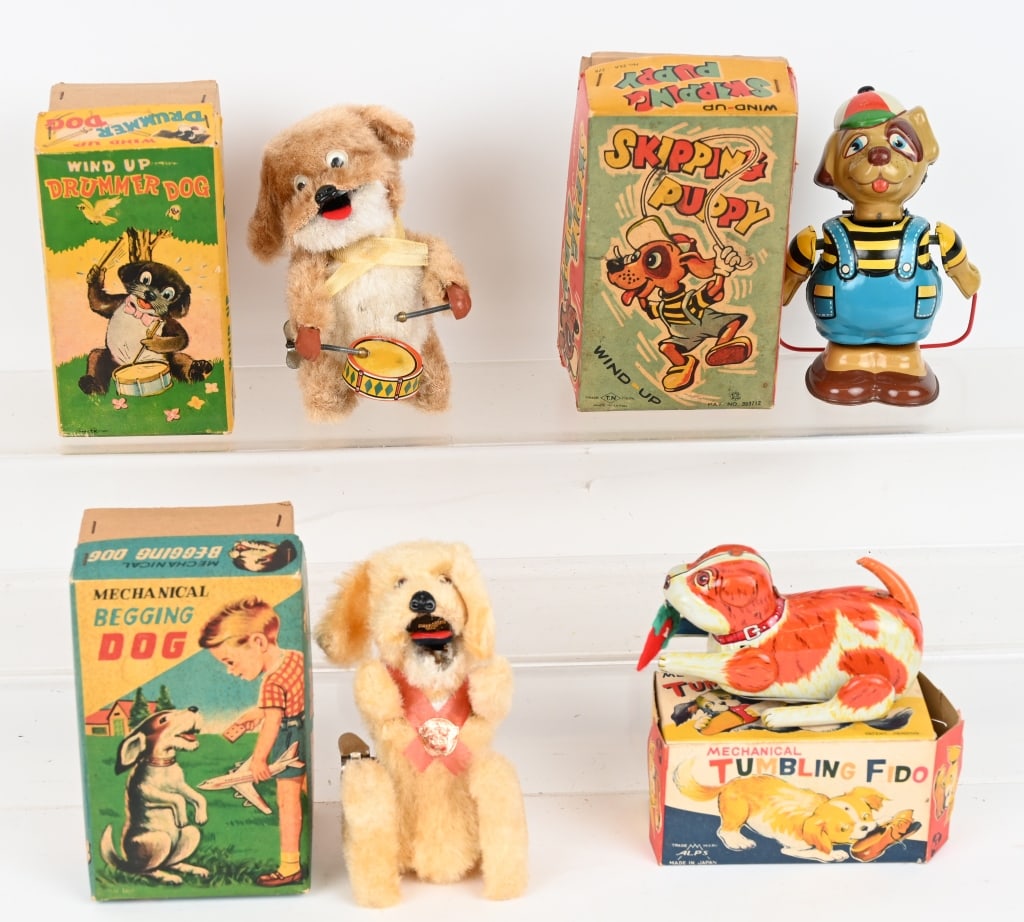 4- JAPAN WINDUP DOG TOYS w/ BOXES (1 of 3)