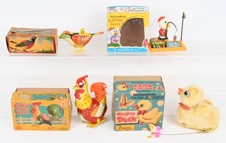 4- JAPAN WINDUP DUCK & MORE TOYS w/ BOXES