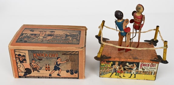 STRAUSS TIN WINDUP KNOCK-OUT FIGHTERS w/ BOX
