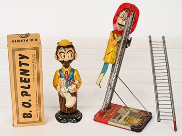 2- MARX TIN WINDUP TOYS, B.O. PLENTY & FIREMAN
