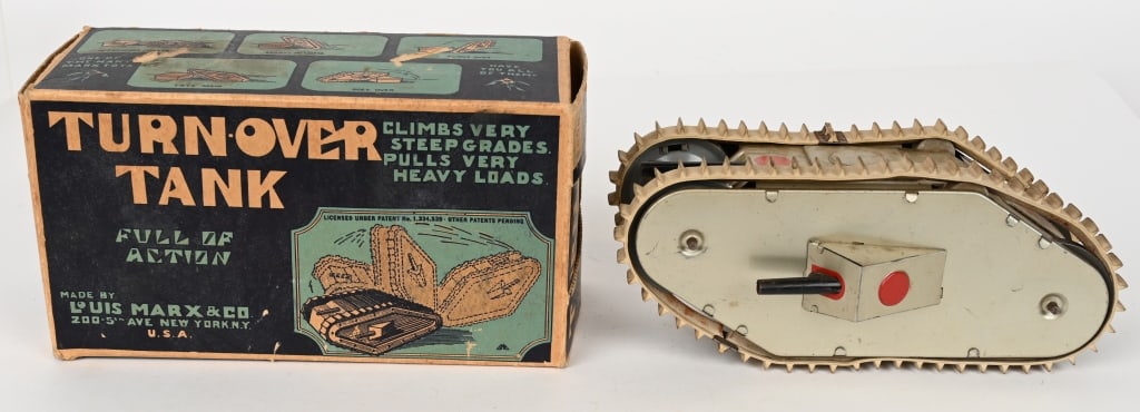 MARX TIN WINDUP TURN-OVER TANK w/ BOX (1 of 7)