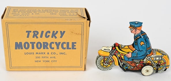 MARX TIN WINDUP TRICKY MOTORCYCLE w/ BOX