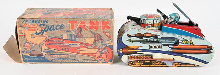 MARX TIN WINDUP REX MARS SPACE TANK w/ BOX
