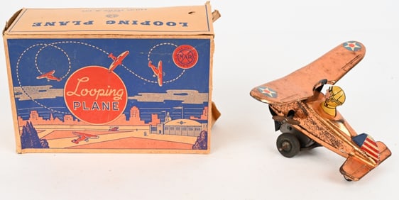 MARX TIN WINDUP LOOPING PLANE w/ BOX