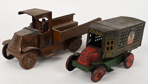 2- MARX TIN WINDUP MACK TRUCKS