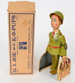 UNIQUE ART TIN WINDUP GI JOE K9 PUPS w/ BOX