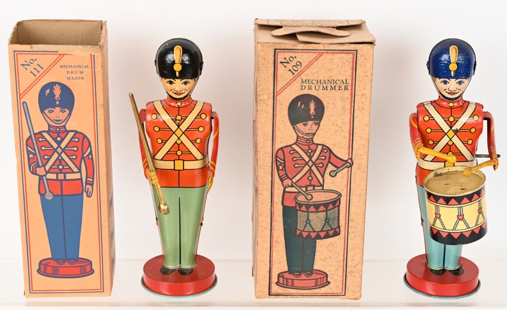 CHEIN TIN WINDUP DRUM MAJOR & DRUMMER w/ BOXES (1 of 5)