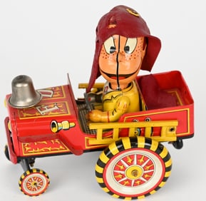 LINEMAR TIN WINDUP FIREMAN CRAZY CAR