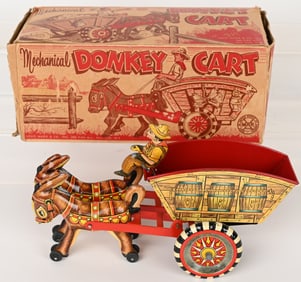 MARX TIN WINDUP DONKEY BEER CART w/ BOX