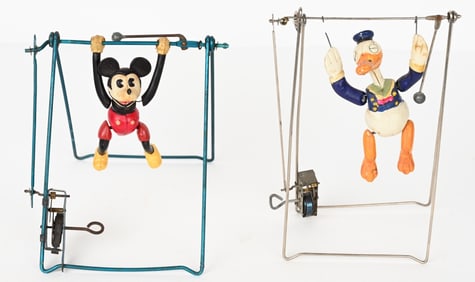 JAPAN MICKEY & DONALD CELLULOID WINDUP ACROBATS
