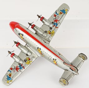 LINEMAR TIN FRICTION MICKEY MOUSE AIRPLANE