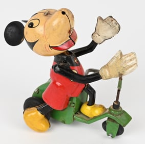 LINEMAR MICKEY MOUSE TIN WINDUP SCOOTER