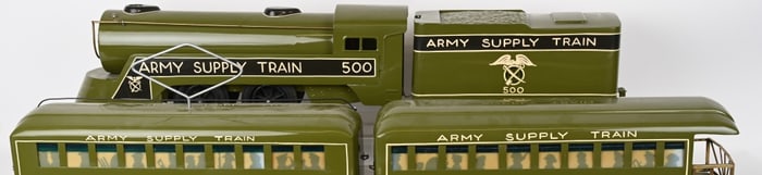 HUGE MARX STYLE ARMY SUPPLY TRAIN, 361/2 FEET