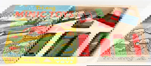 TRI-ANG MINIC 7 VEHICLE WINDUP SET w/ BOX