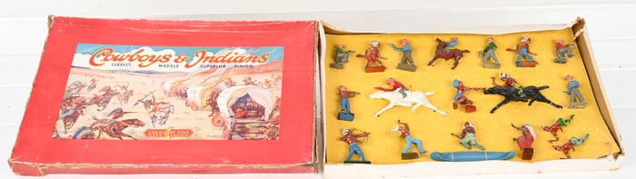 CRESCENT COWBOYS & INDIANS SET w/ BOX