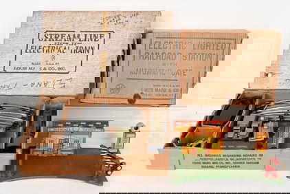 MARX ARMY SUPPLY TRAIN & RAILROAD STATION, w/ BOX