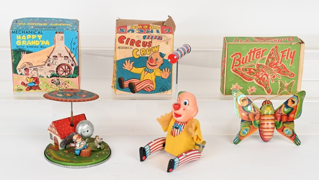 3- JAPAN TIN MECHANICAL TOYS w/ BOXES (1 of 5)