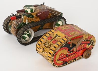 2- MARX TIN WINDUP TANKS