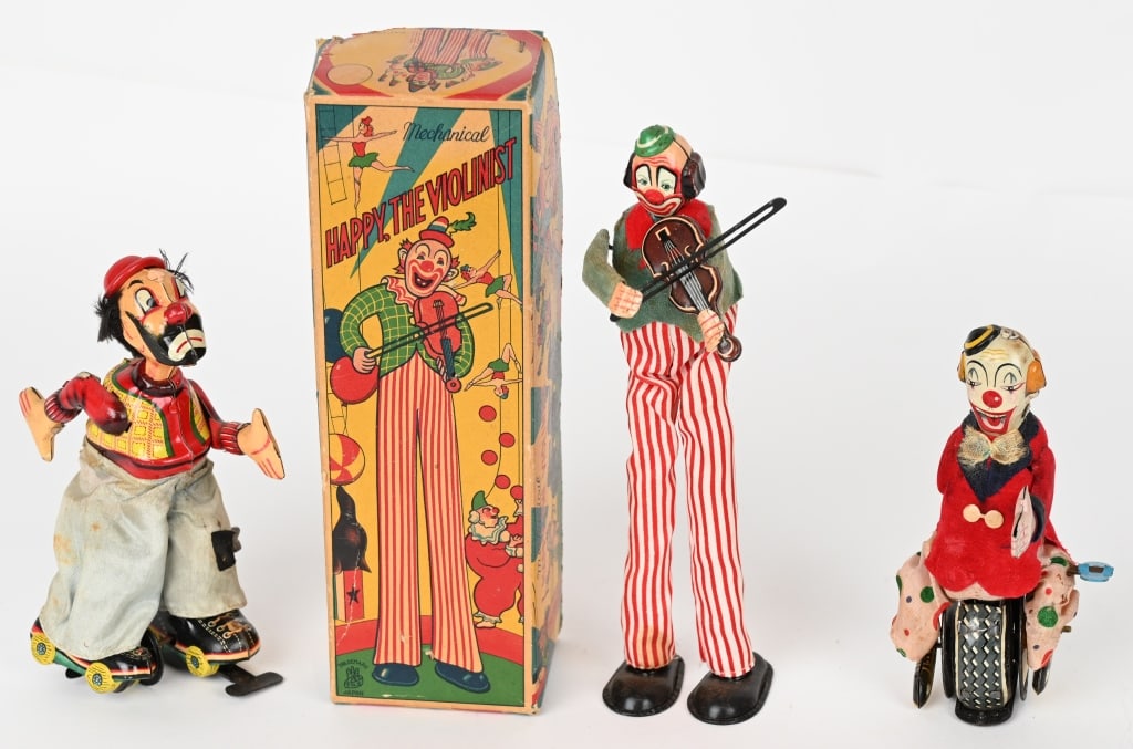 3- JAPAN TPS TIN WINDUP CLOWNS, ONE BOXED (1 of 10)