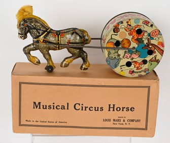 MARX TIN MUSICAL CIRCUS HORSE w/ BOX