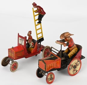 2- MARX TIN WINDUP CRAZY CARS