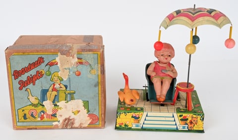 JAPAN TIN WINDUP BOARDWALK DELIGHT w/ BOX