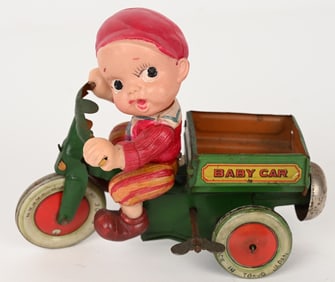 JAPAN TIN & CELLULOID BABY CAR CYCLE