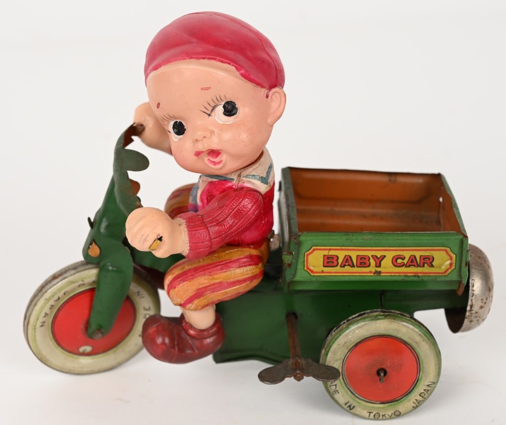 JAPAN TIN & CELLULOID BABY CAR CYCLE (1 of 10)