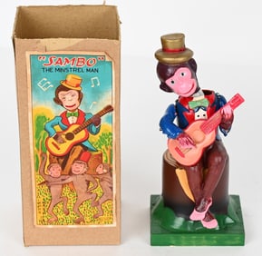 JAPAN SAMBO CELLULOID WINDUP MONKEY w/ BOX