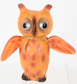 JAPAN CELLULOID WINDUP OWL w/ MOVING EYES