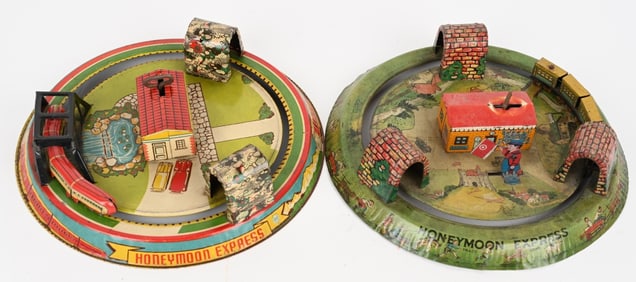 2- MARX TIN WINDUP HONEYMOON EXPRESS TOYS