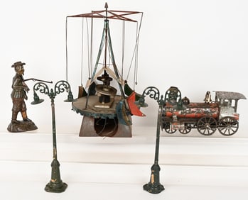 EARLY TIN AND CAST IRON TOY LOT