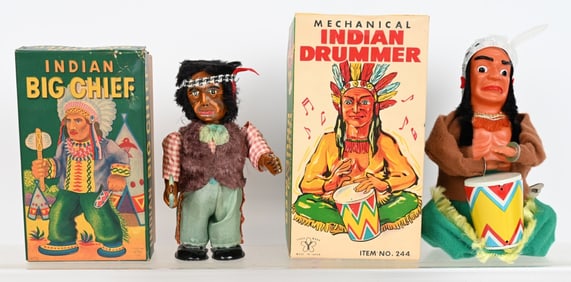 2- JAPAN WINDUP INDIAN TOYS w/ BOXES