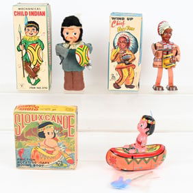 2- JAPAN WINDUP INDIAN TOYS w/ BOXES
