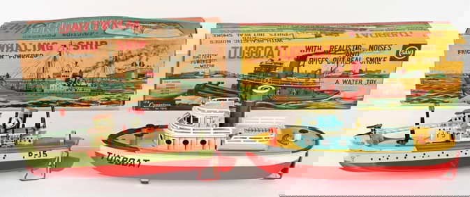 JAPAN BATTERY OP TUG BOAT & WHALING SHIP w/ BOX