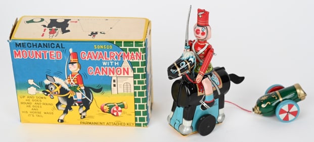 TPS WINDUP MOUNTED CAVALRYMAN WITH CANNON w/ BOX
