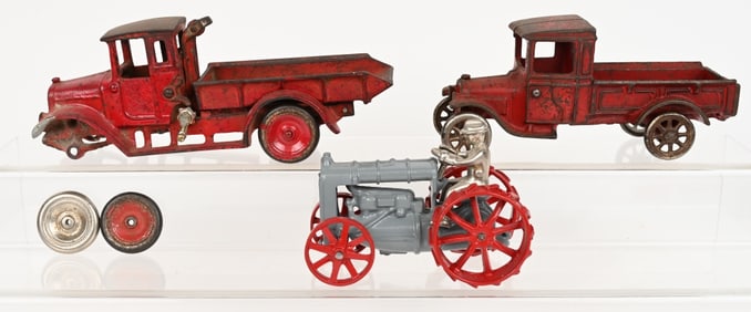 3- ARCADE CAST IRON TRUCKS & TRACTOR