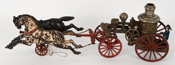 KENTON LARGE CAST IRON HORSE DRAWN FIRE PUMPER