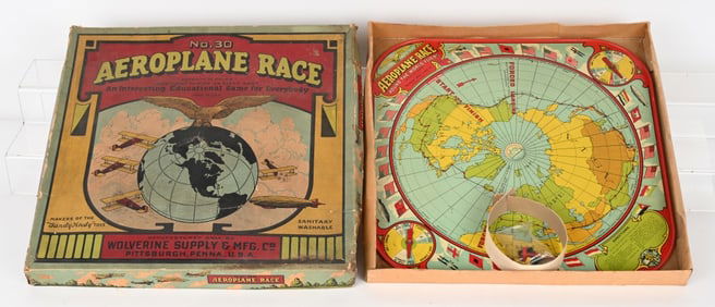 WOLVERINE TIN AEROPLANE RACE GAME w/ BOX