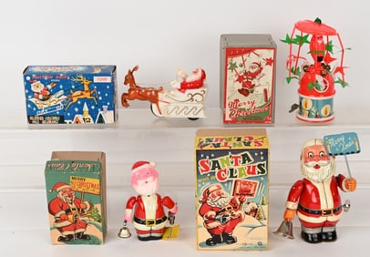 4- JAPAN CHRISTMAS WINDUP TOYS w/ BOXES