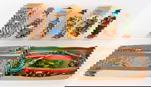 4- JAPAN WINDUP ARMY TOYS w/ BOXES